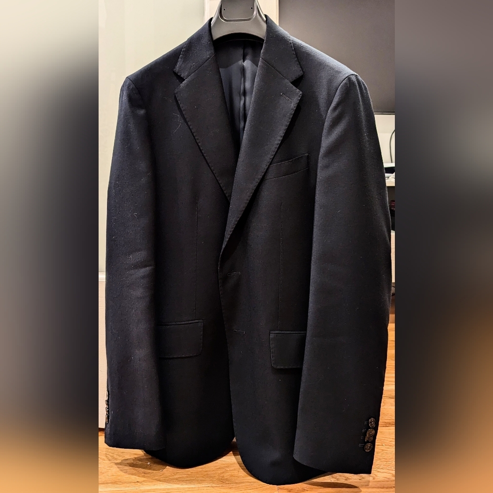 Pant + Blazer: Mango Selection Italian 100% virgin wool flannel Suit